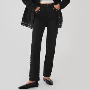 Gap High Rise Studded Black '90s Straight Jeans Size 6P / 28